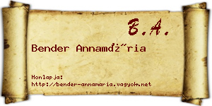 Bender Annamária névjegykártya