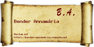 Bender Annamária névjegykártya